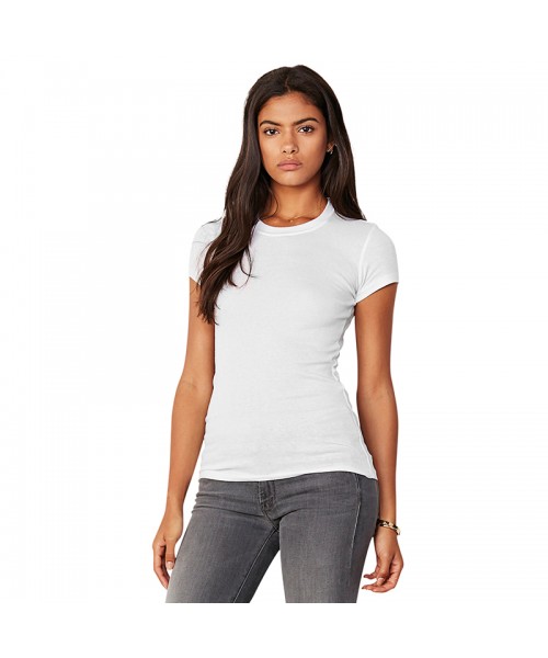 Plain crew neck t-shirt Sheer mini rib Bella 135 GSM